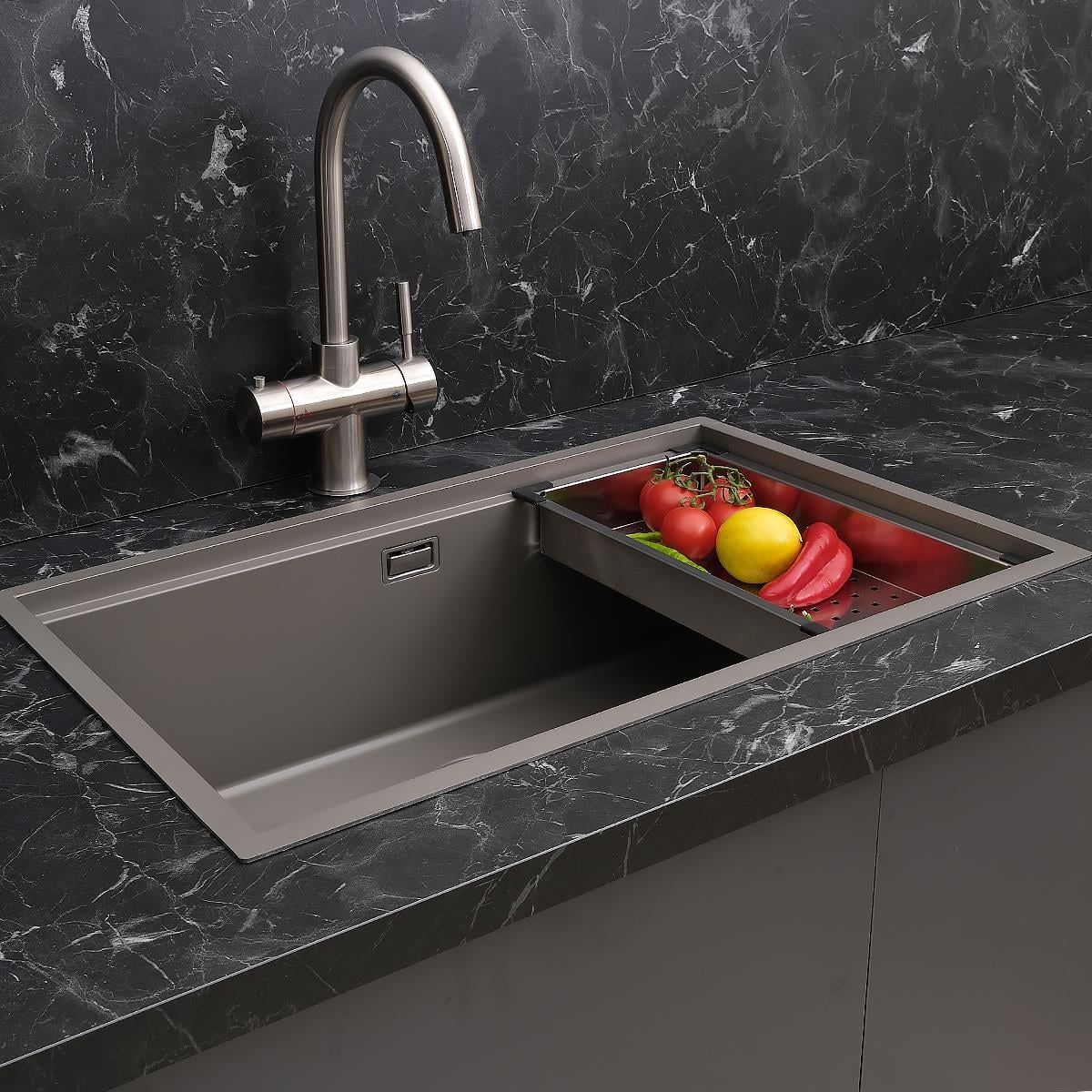 Allure El Yapımı Nano Eviye Seti 70x44 cm Mat Gri (Gun Grey)