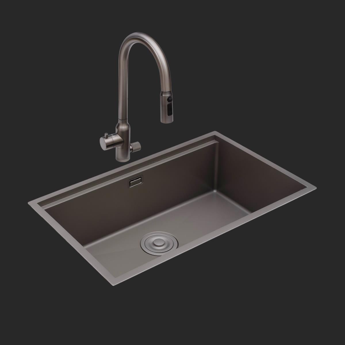 Allure El Yapımı Nano Eviye Seti 70x44 cm Mat Gri (Gun Grey)