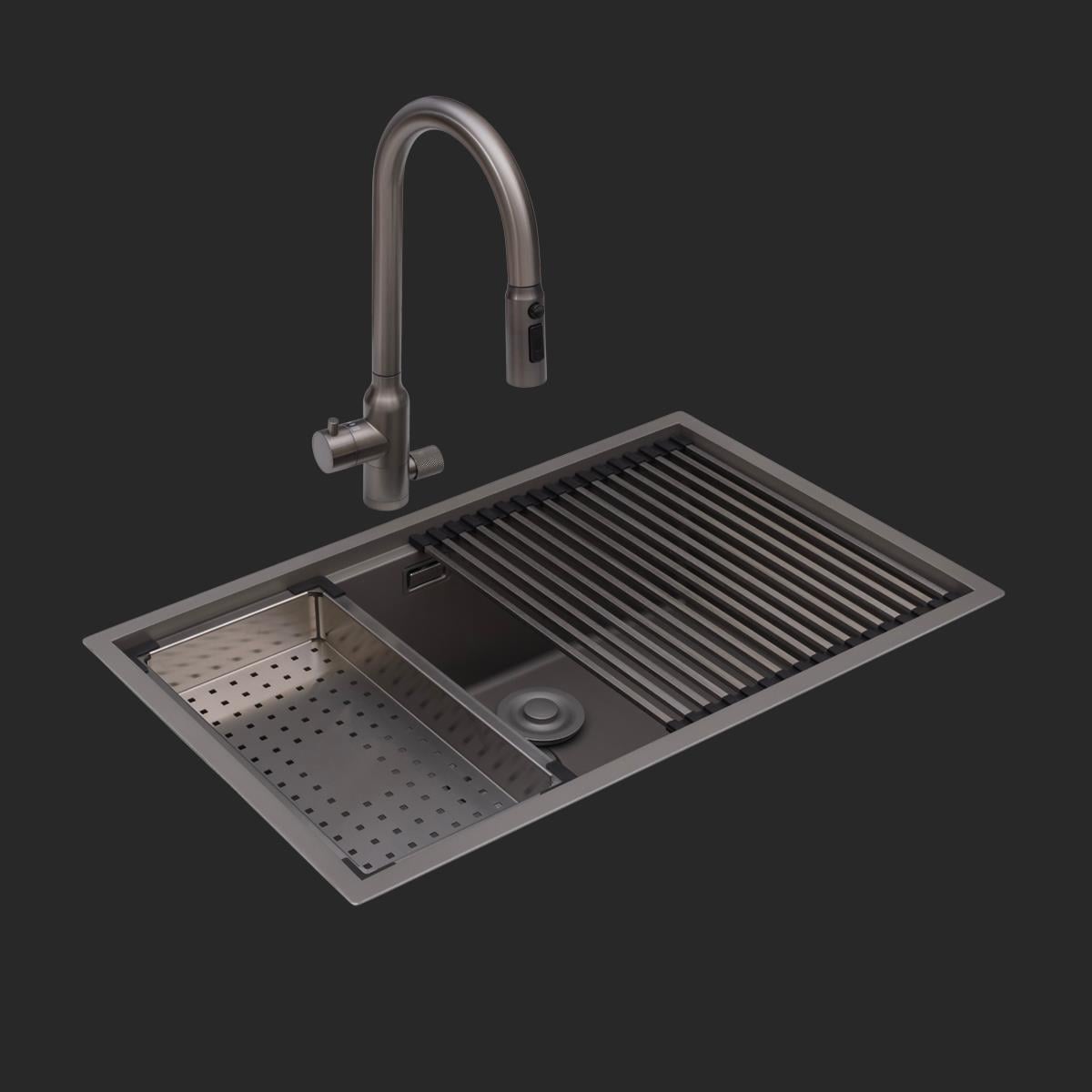 Allure El Yapımı Nano Eviye Seti 70x44 cm Mat Gri (Gun Grey)