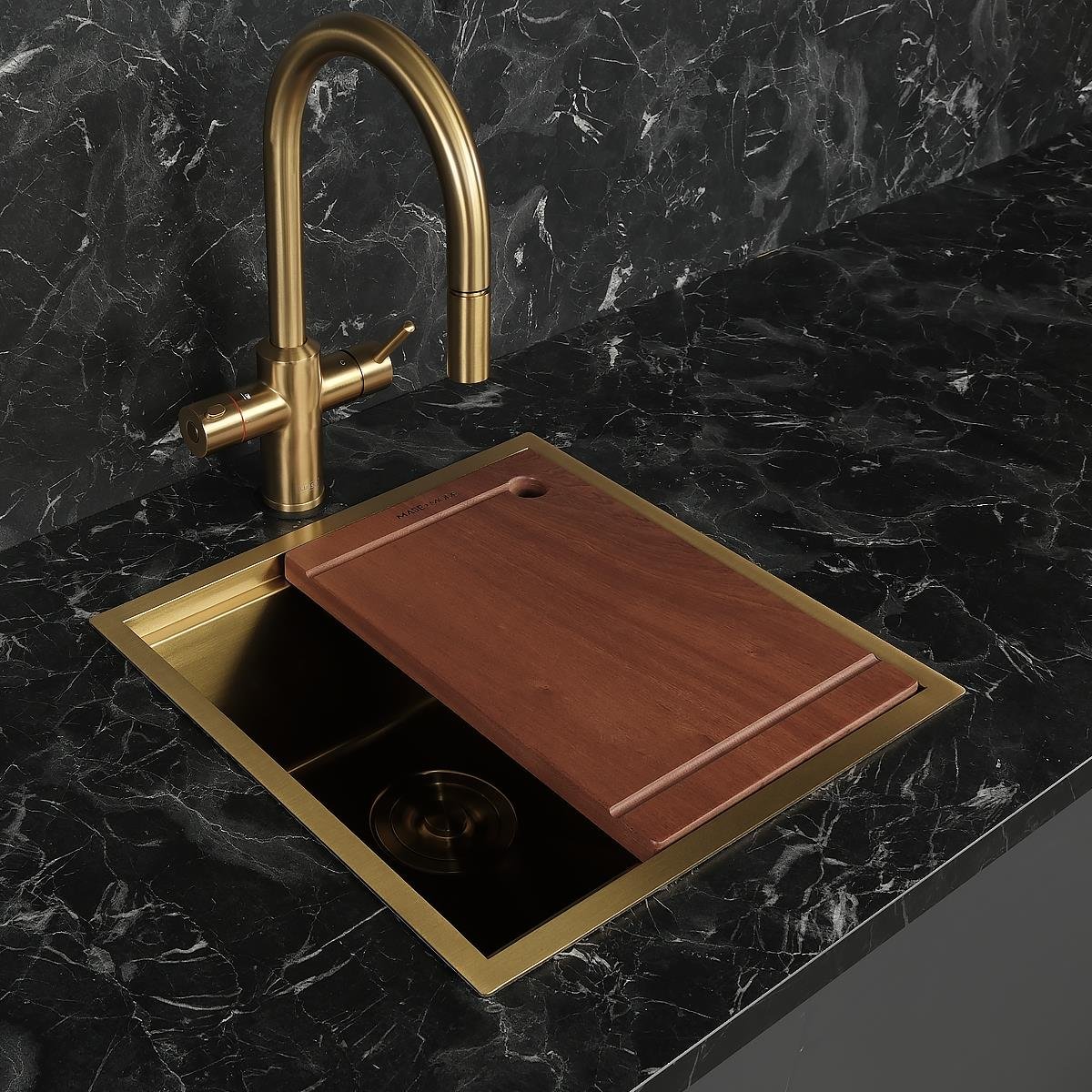 Allure El Yapımı PVD Eviye Seti 44x44 cm Altın (Gold)