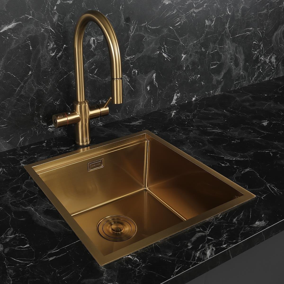 Allure El Yapımı PVD Eviye Seti 44x44 cm Altın (Gold)