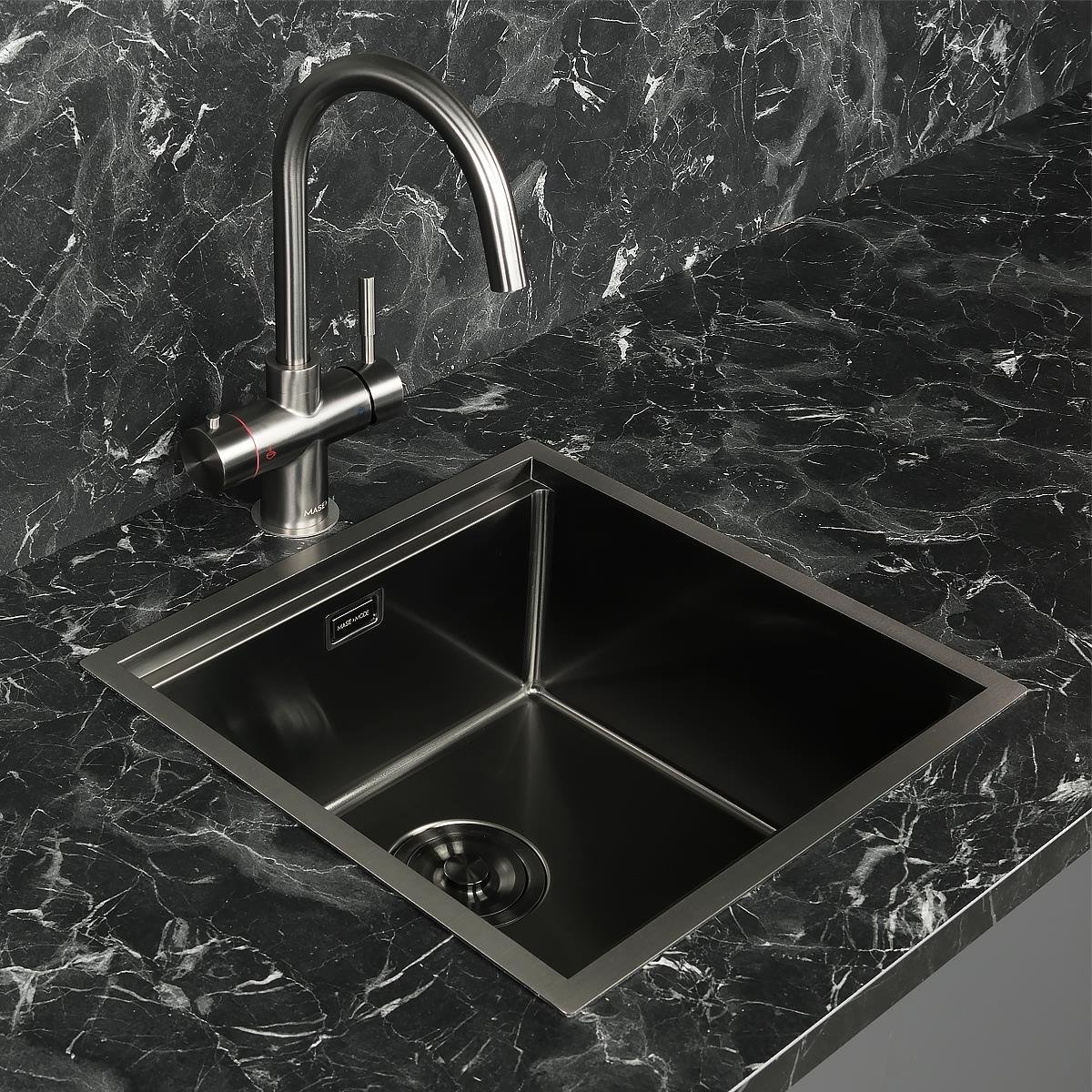 Allure El Yapımı PVD Eviye Seti 44x44 cm Siyah (Black)