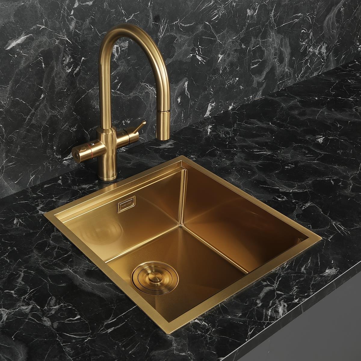 Allure El Yapımı PVD Eviye Seti 44x44 cm Altın (Gold)