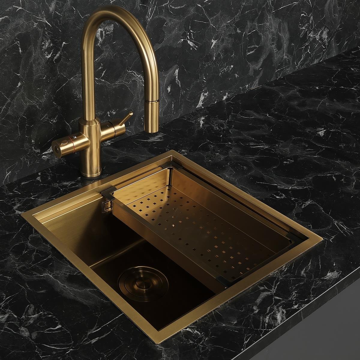 Allure El Yapımı PVD Eviye Seti 44x44 cm Altın (Gold)