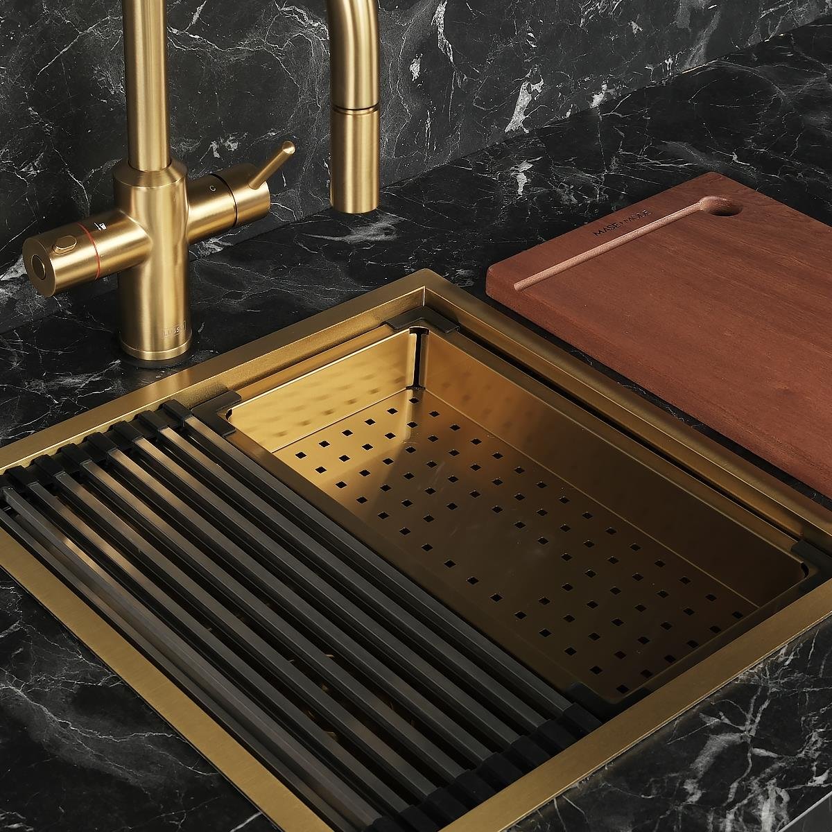 Allure El Yapımı PVD Eviye Seti 44x44 cm Altın (Gold)