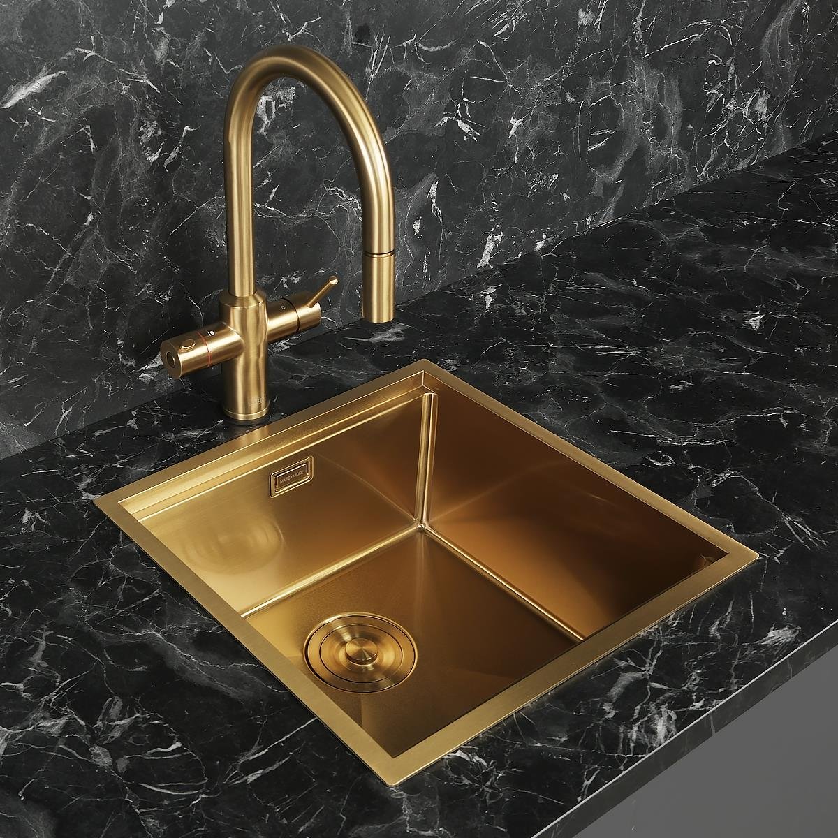 Allure El Yapımı PVD Eviye Seti 44x44 cm Altın (Gold)