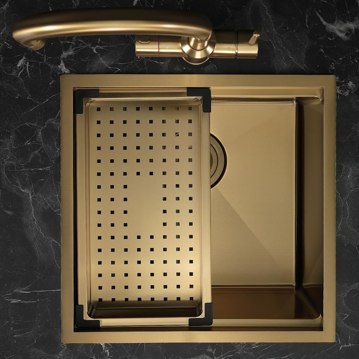 Allure El Yapımı PVD Eviye Seti 44x44 cm Altın (Gold)