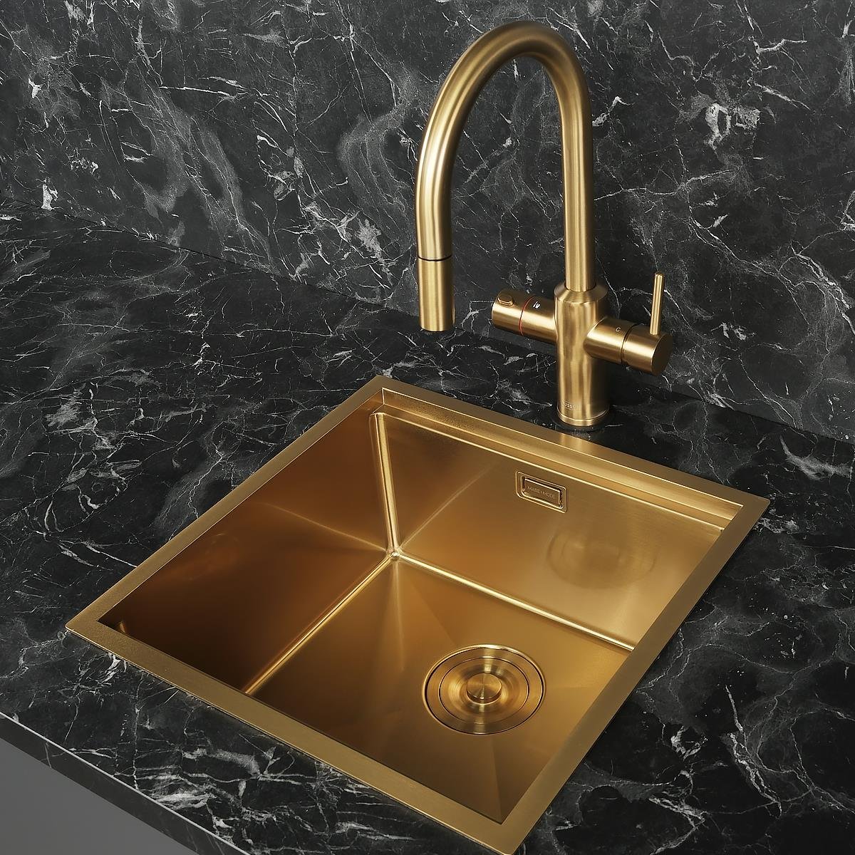 Allure El Yapımı PVD Eviye Seti 44x44 cm Altın (Gold)