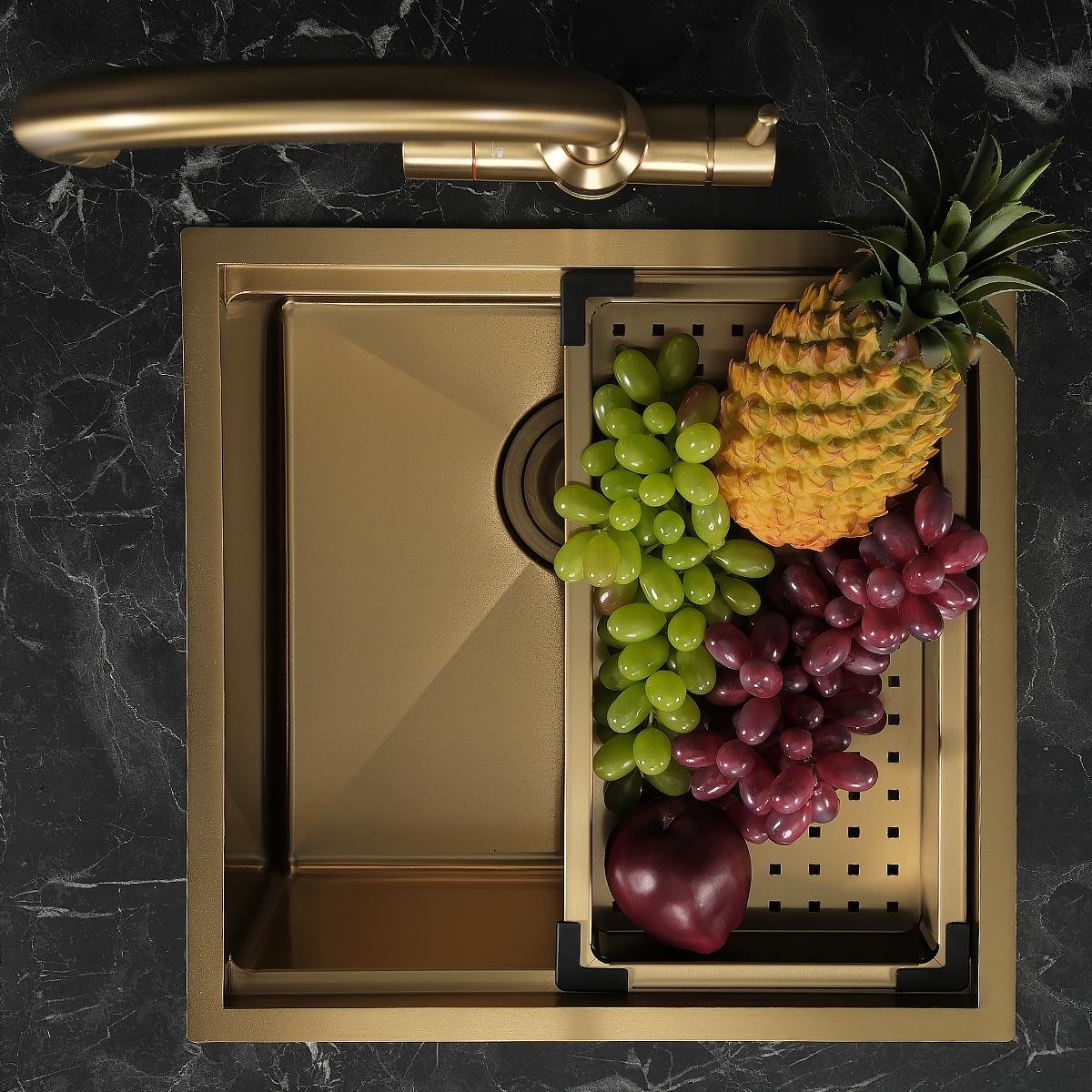 Allure El Yapımı PVD Eviye Seti 44x44 cm Altın (Gold)