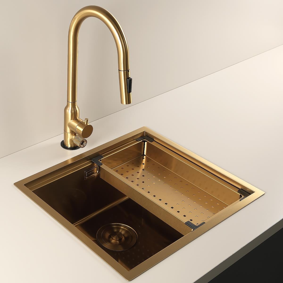 Allure El Yapımı PVD Eviye Seti 49x44 cm Altın (Gold)