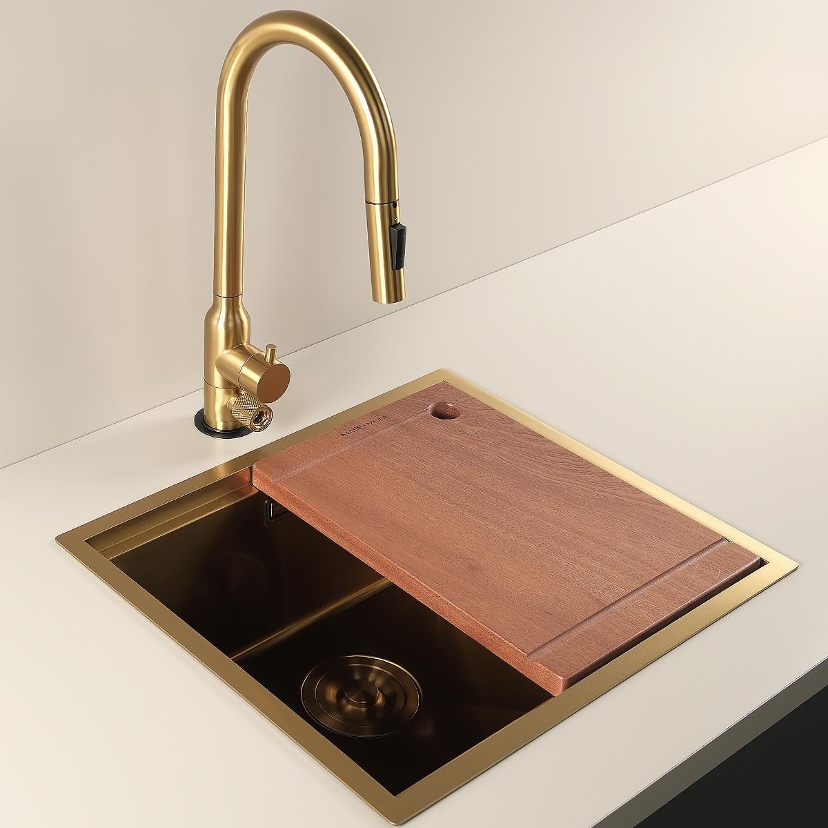 Allure El Yapımı PVD Eviye Seti 49x44 cm Altın (Gold)