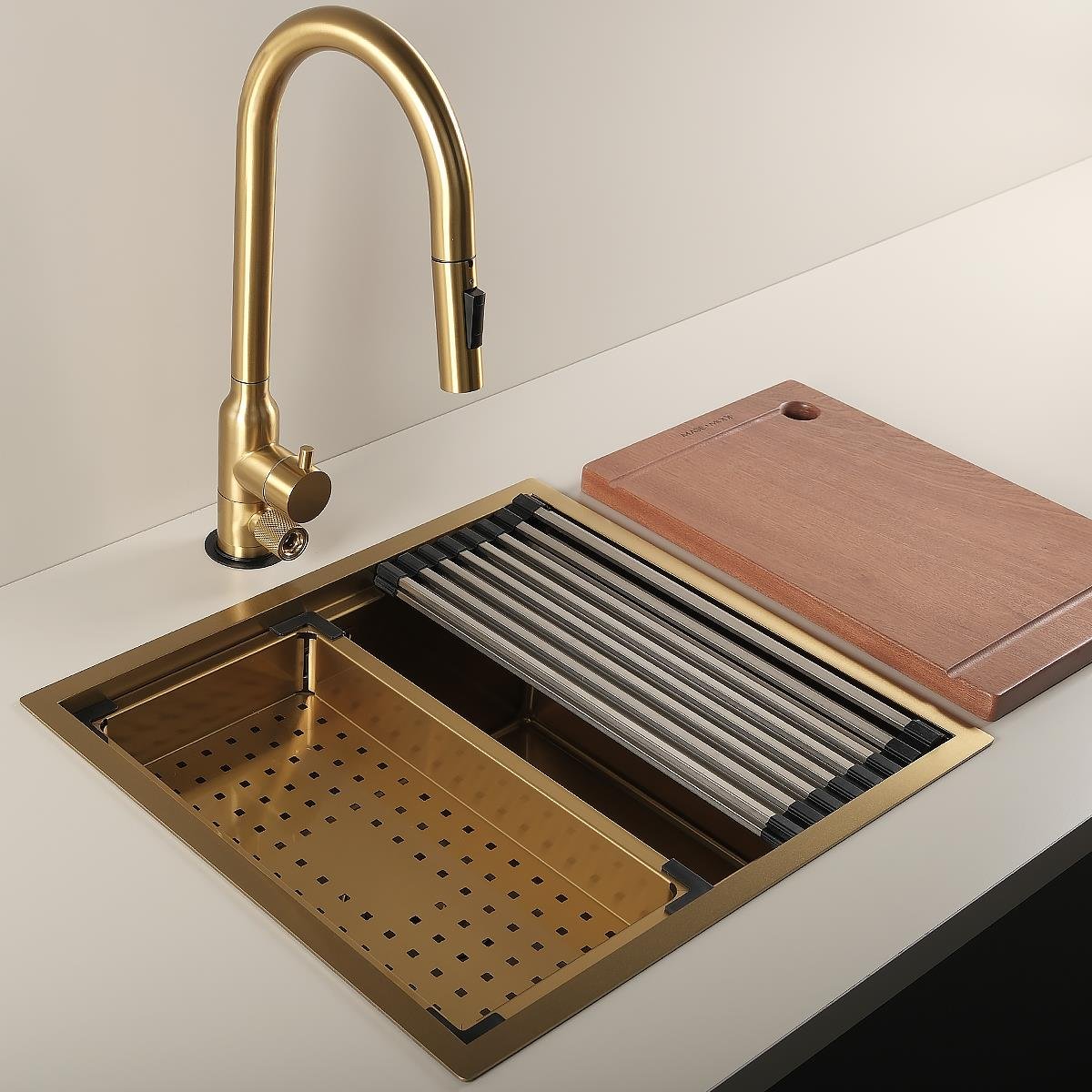 Allure El Yapımı PVD Eviye Seti 49x44 cm Altın (Gold)