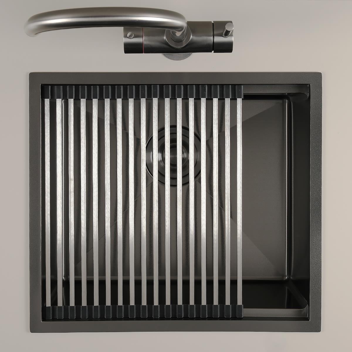 Allure El Yapımı PVD Eviye Seti 49x44 cm Siyah (Black)