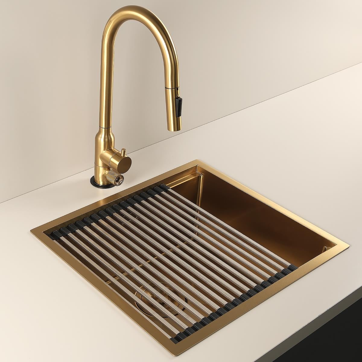 Allure El Yapımı PVD Eviye Seti 49x44 cm Altın (Gold)