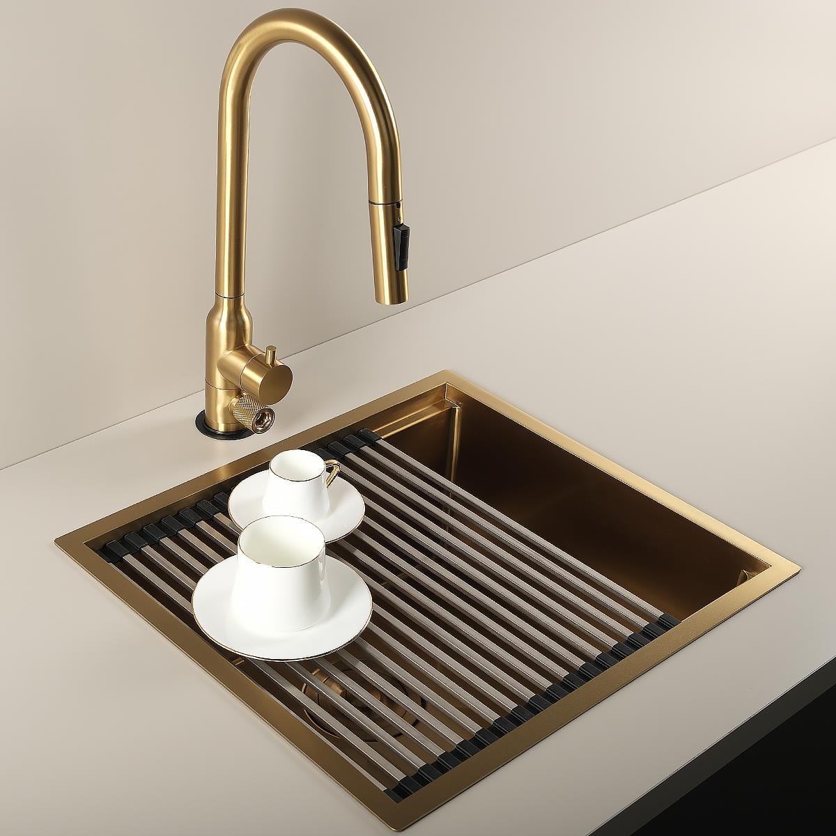 Allure El Yapımı PVD Eviye Seti 49x44 cm Altın (Gold)