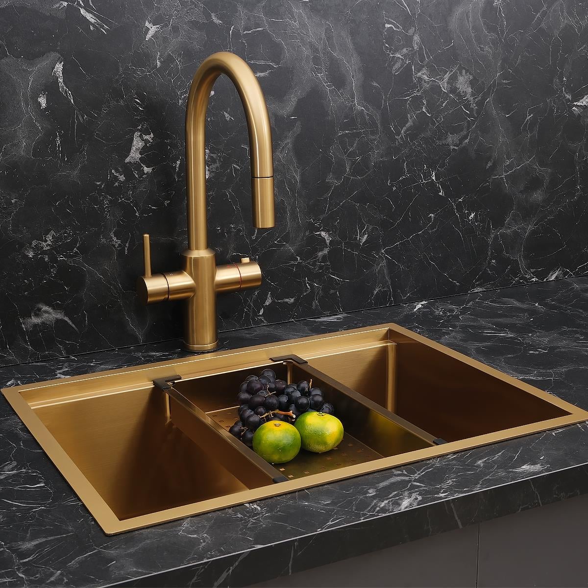Allure El Yapımı PVD Eviye Seti 60x44 cm Altın (Gold)