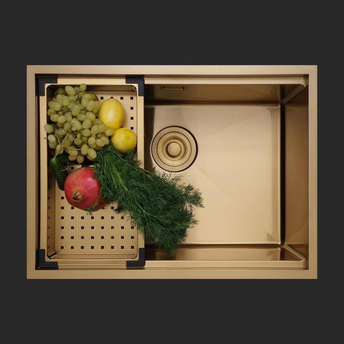 Allure El Yapımı PVD Eviye Seti 60x44 cm Altın (Gold)