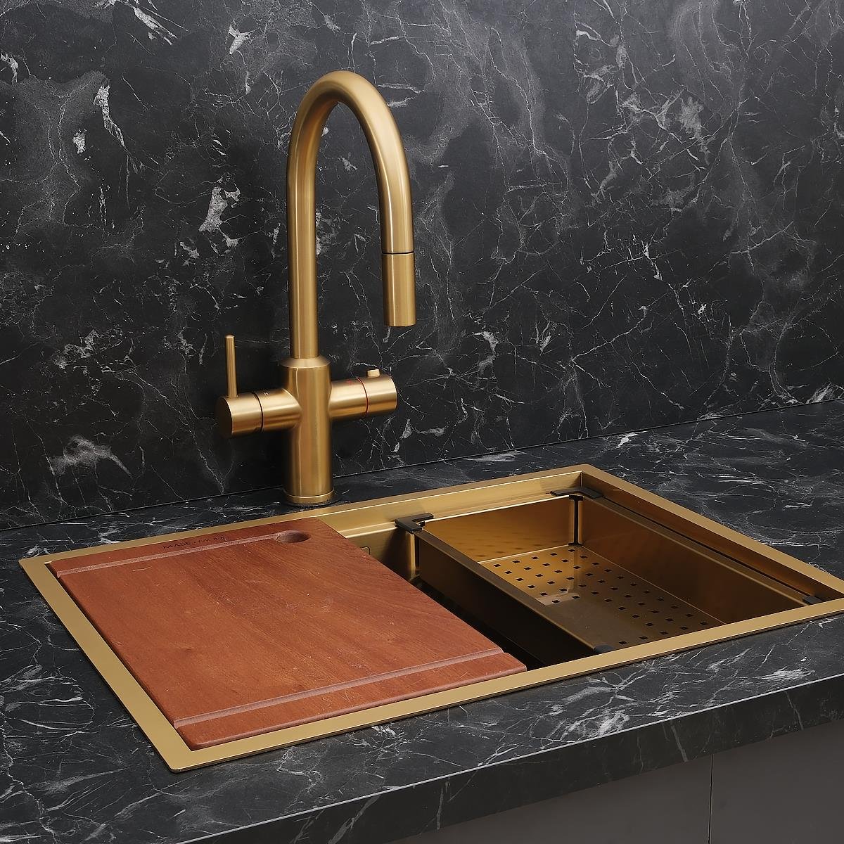 Allure El Yapımı PVD Eviye Seti 60x44 cm Altın (Gold)