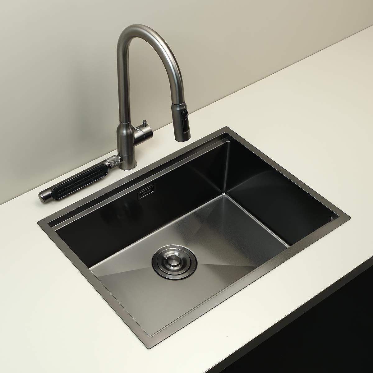 Allure El Yapımı PVD Eviye Seti 60x44 cm Siyah (Black)