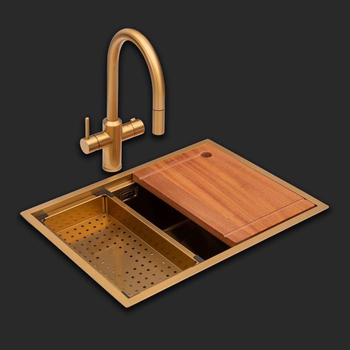 Allure El Yapımı PVD Eviye Seti 60x44 cm Altın (Gold)
