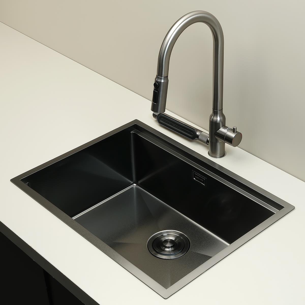 Allure El Yapımı PVD Eviye Seti 60x44 cm Siyah (Black)