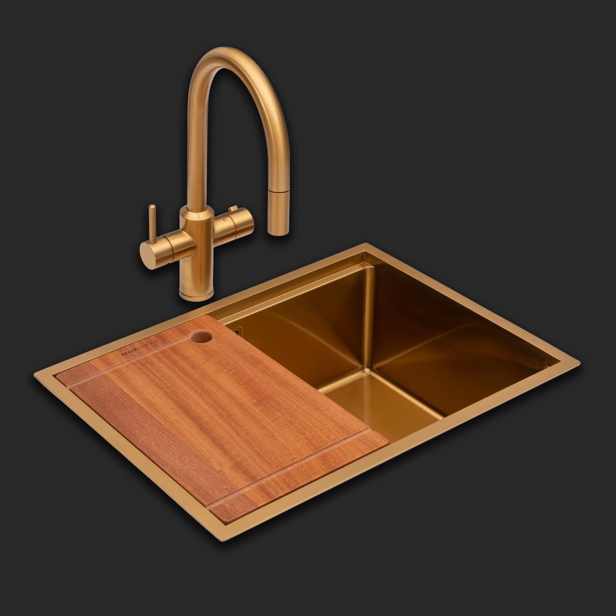 Allure El Yapımı PVD Eviye Seti 60x44 cm Altın (Gold)