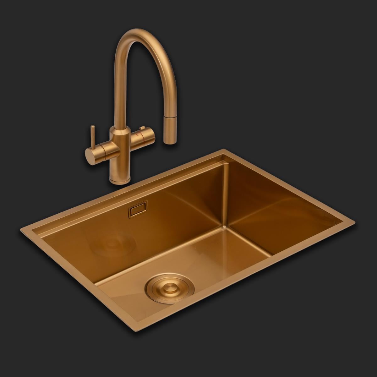 Allure El Yapımı PVD Eviye Seti 60x44 cm Altın (Gold)