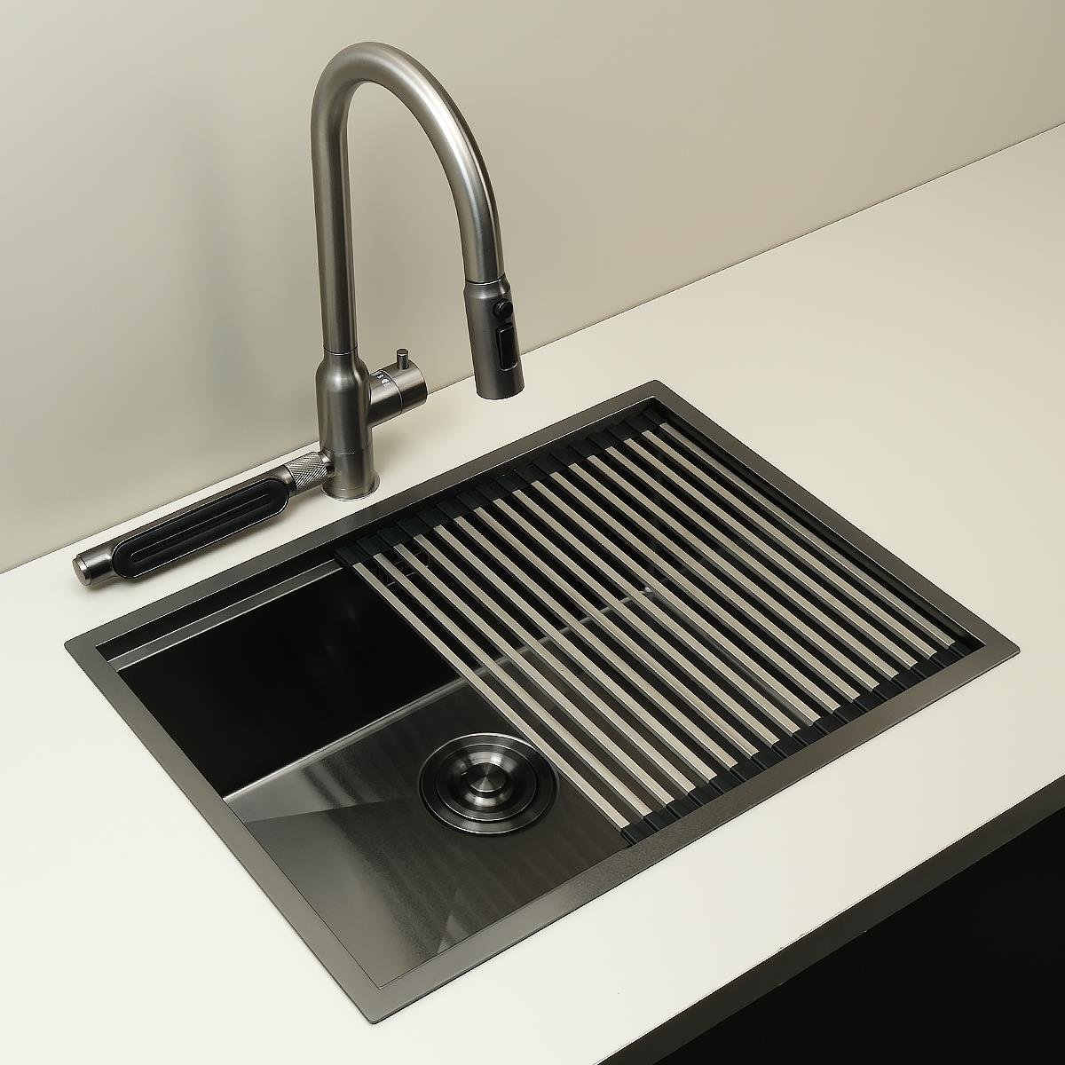 Allure El Yapımı PVD Eviye Seti 60x44 cm Siyah (Black)