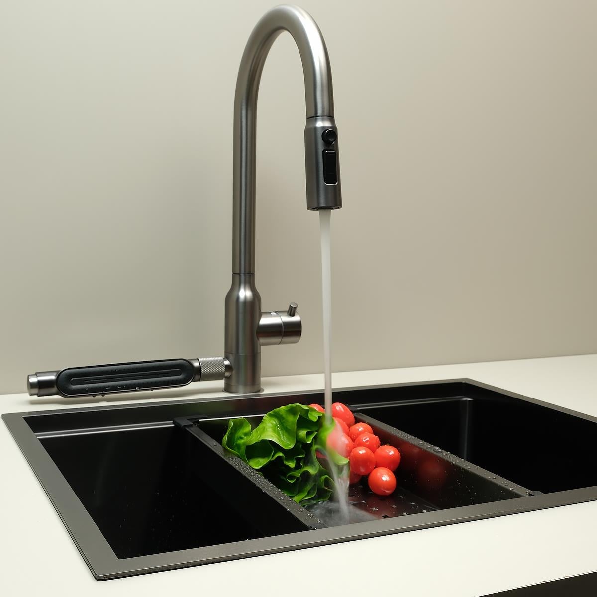Allure El Yapımı PVD Eviye Seti 60x44 cm Siyah (Black)