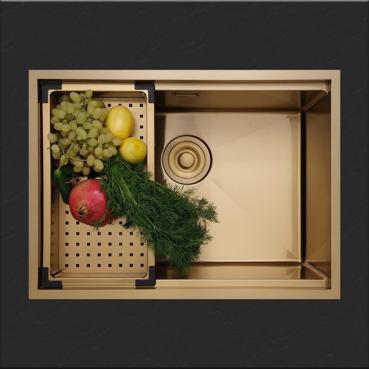 Allure El Yapımı PVD Eviye Seti 60x44 cm Altın (Gold)