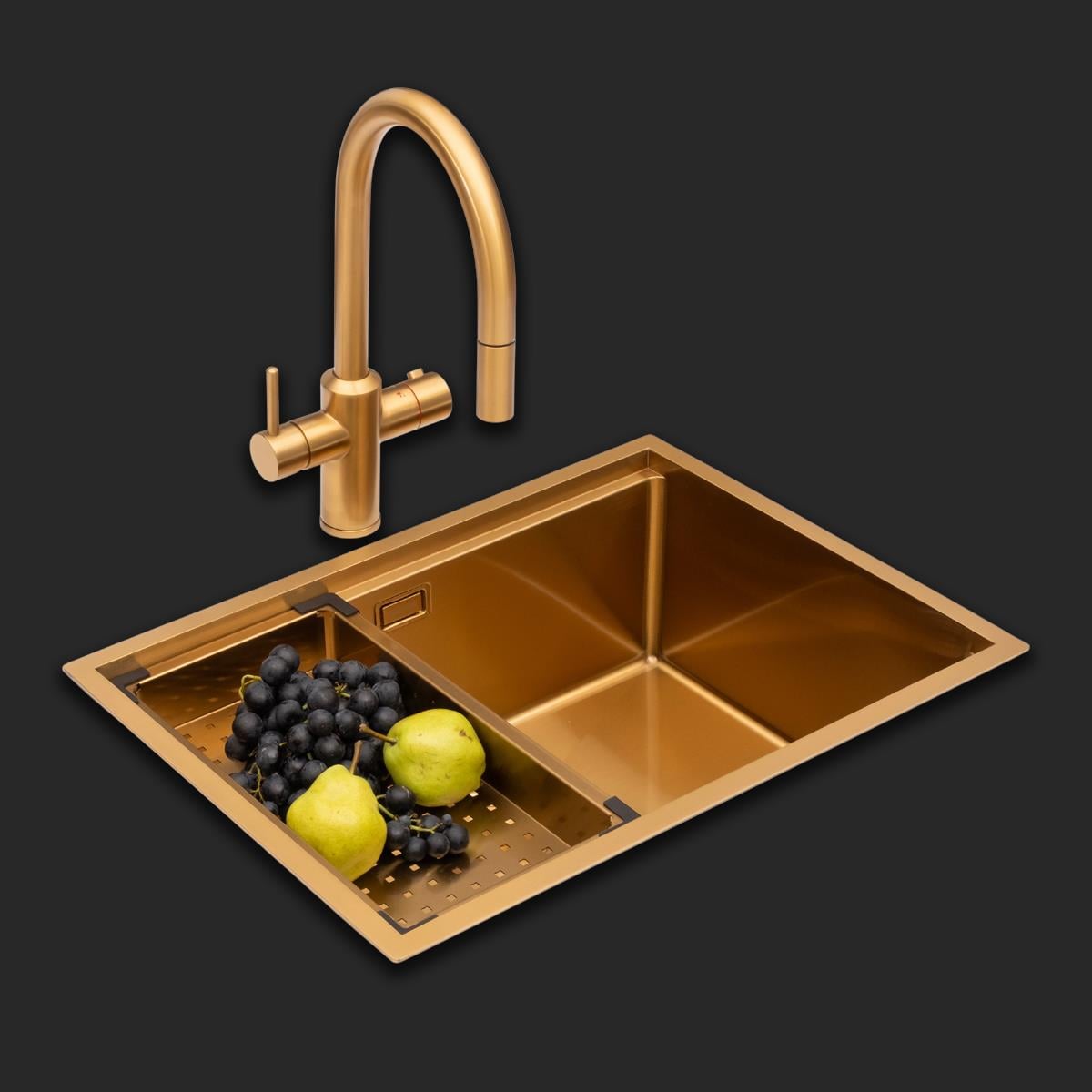 Allure El Yapımı PVD Eviye Seti 60x44 cm Altın (Gold)