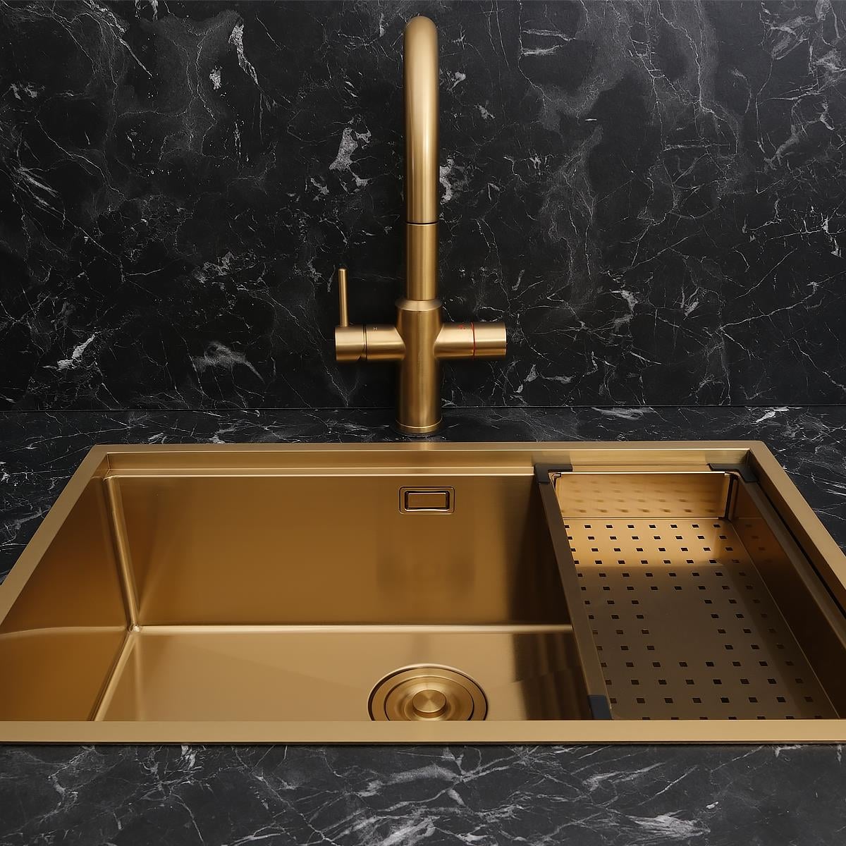 Allure El Yapımı PVD  Eviye Seti 70x44 cm Altın (Gold)