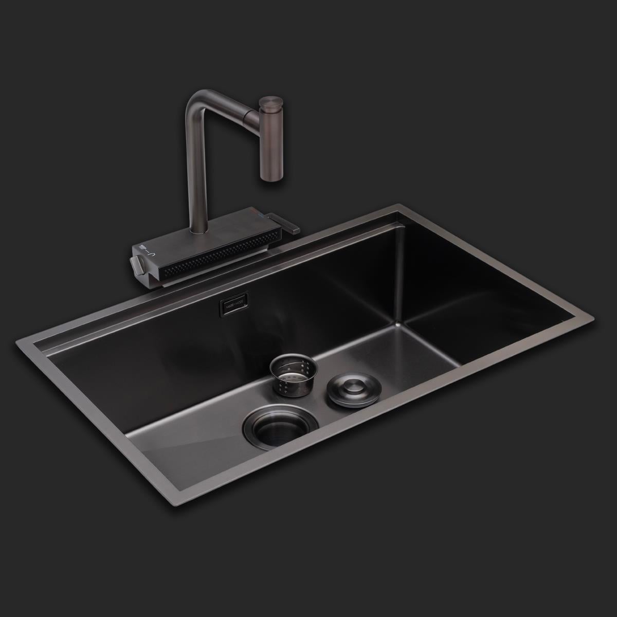 Allure El Yapımı PVD Eviye Seti 70x44 cm Siyah (Black)