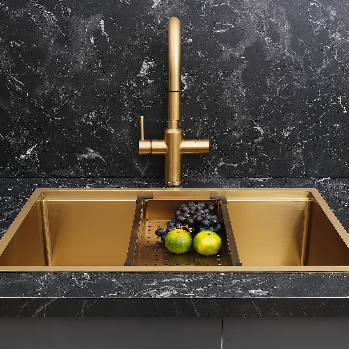 Allure El Yapımı PVD  Eviye Seti 70x44 cm Altın (Gold)