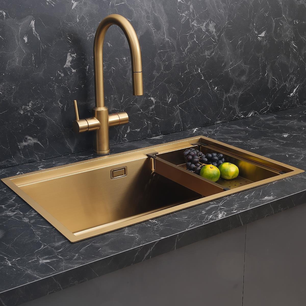 Allure El Yapımı PVD  Eviye Seti 70x44 cm Altın (Gold)