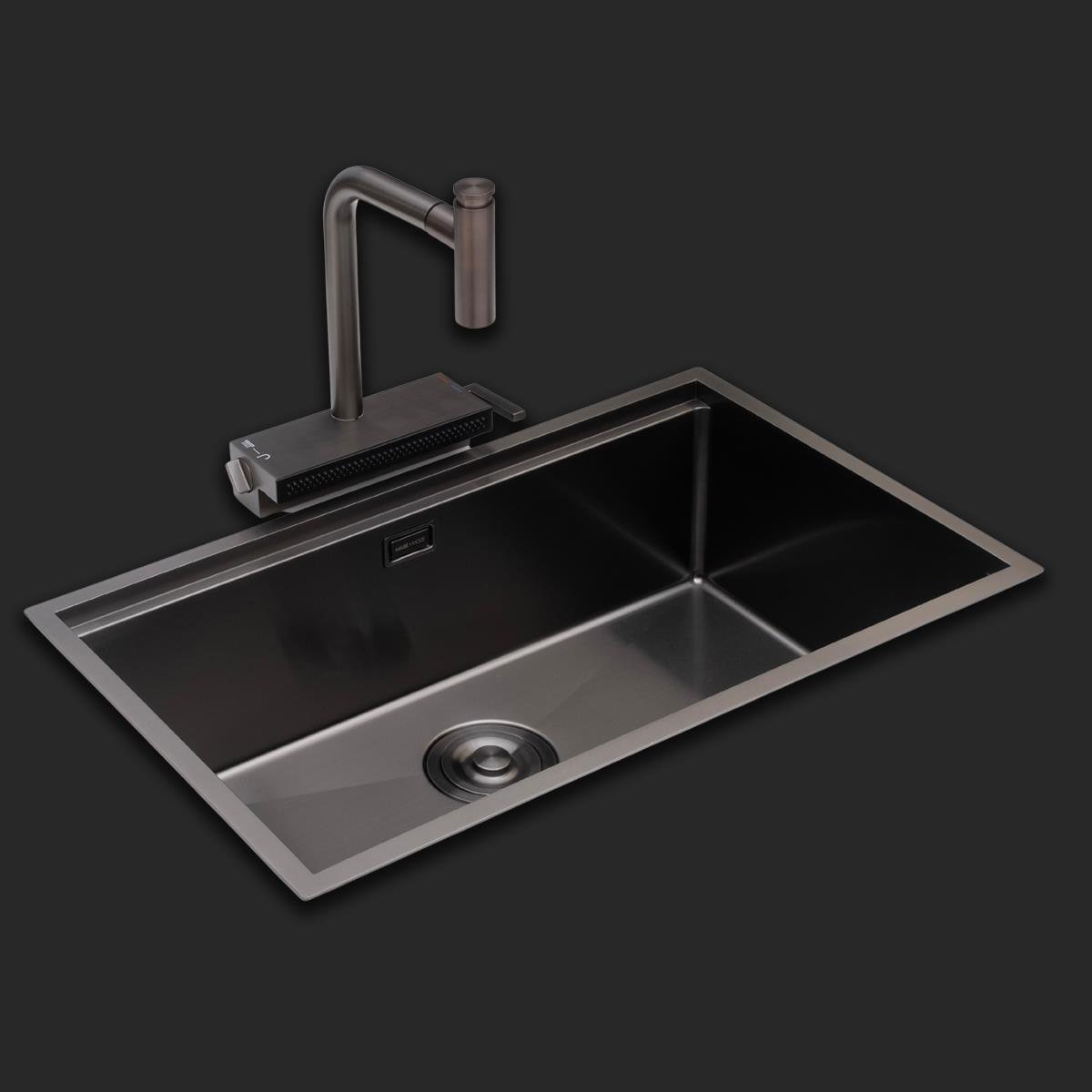 Allure El Yapımı PVD Eviye Seti 70x44 cm Siyah (Black)