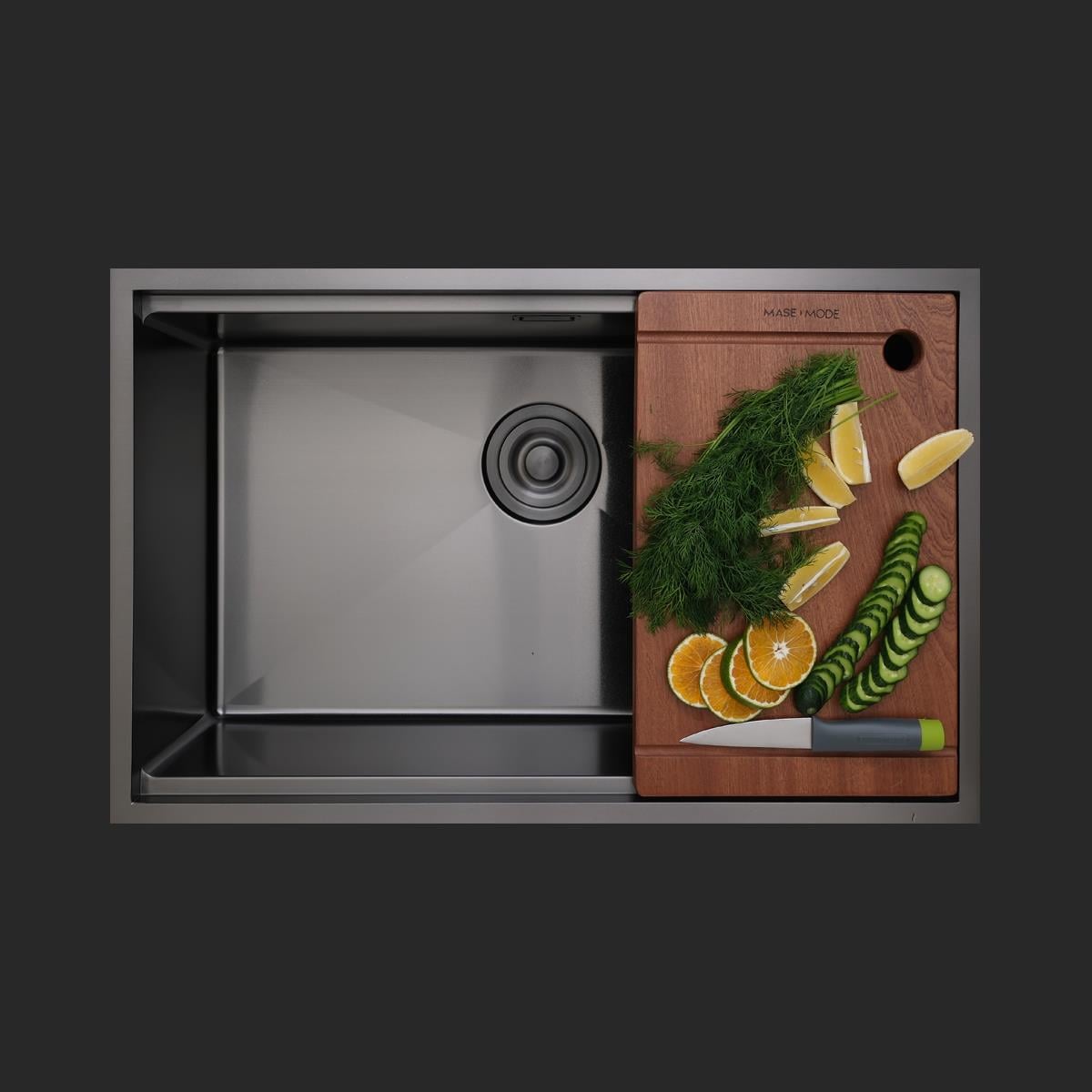 Allure El Yapımı PVD Eviye Seti 70x44 cm Siyah (Black)