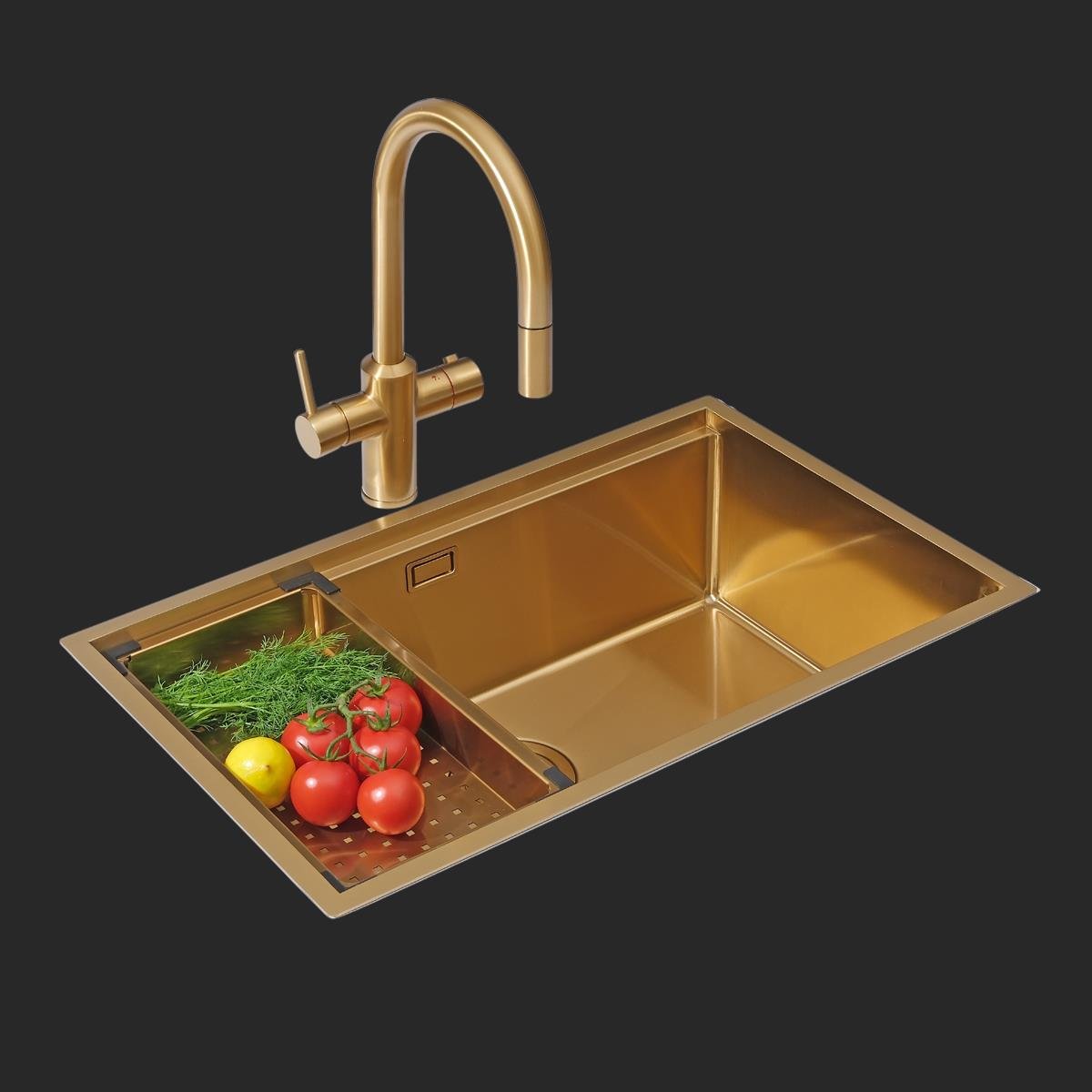 Allure El Yapımı PVD  Eviye Seti 70x44 cm Altın (Gold)