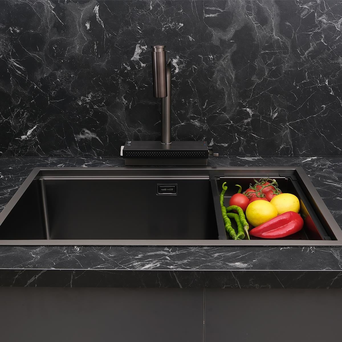 Allure El Yapımı PVD Eviye Seti 70x44 cm Siyah (Black)