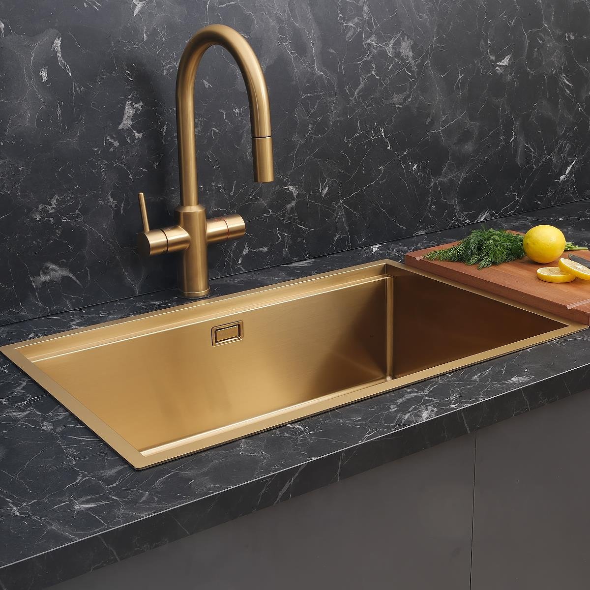 Allure El Yapımı PVD  Eviye Seti 70x44 cm Altın (Gold)