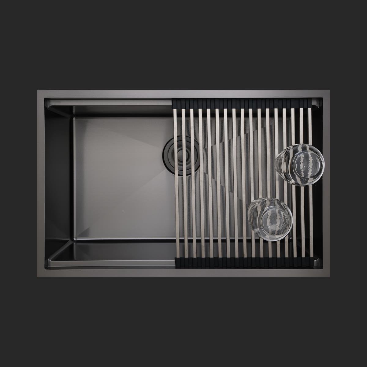 Allure El Yapımı PVD Eviye Seti 70x44 cm Siyah (Black)