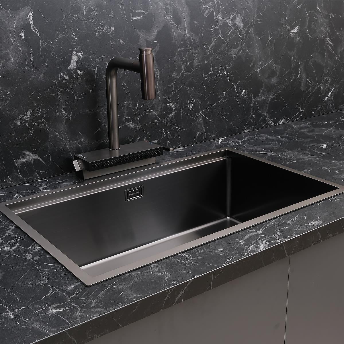 Allure El Yapımı PVD Eviye Seti 70x44 cm Siyah (Black)
