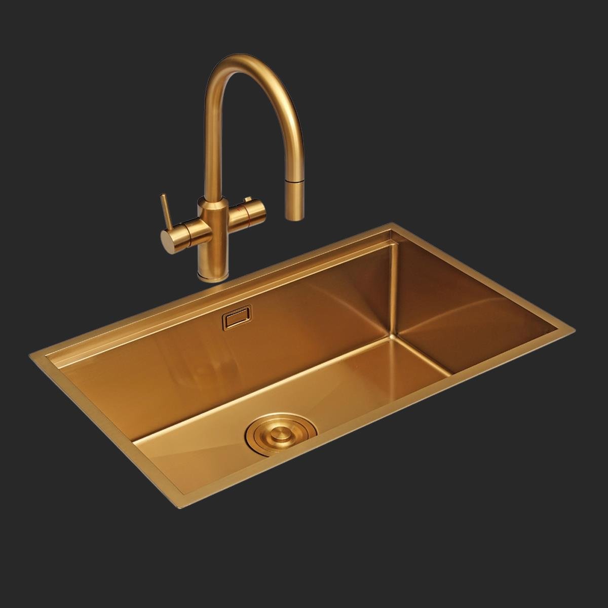 Allure El Yapımı PVD  Eviye Seti 70x44 cm Altın (Gold)