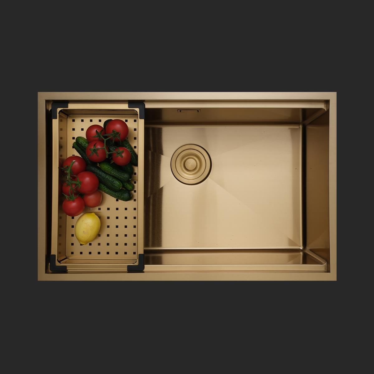Allure El Yapımı PVD  Eviye Seti 70x44 cm Altın (Gold)