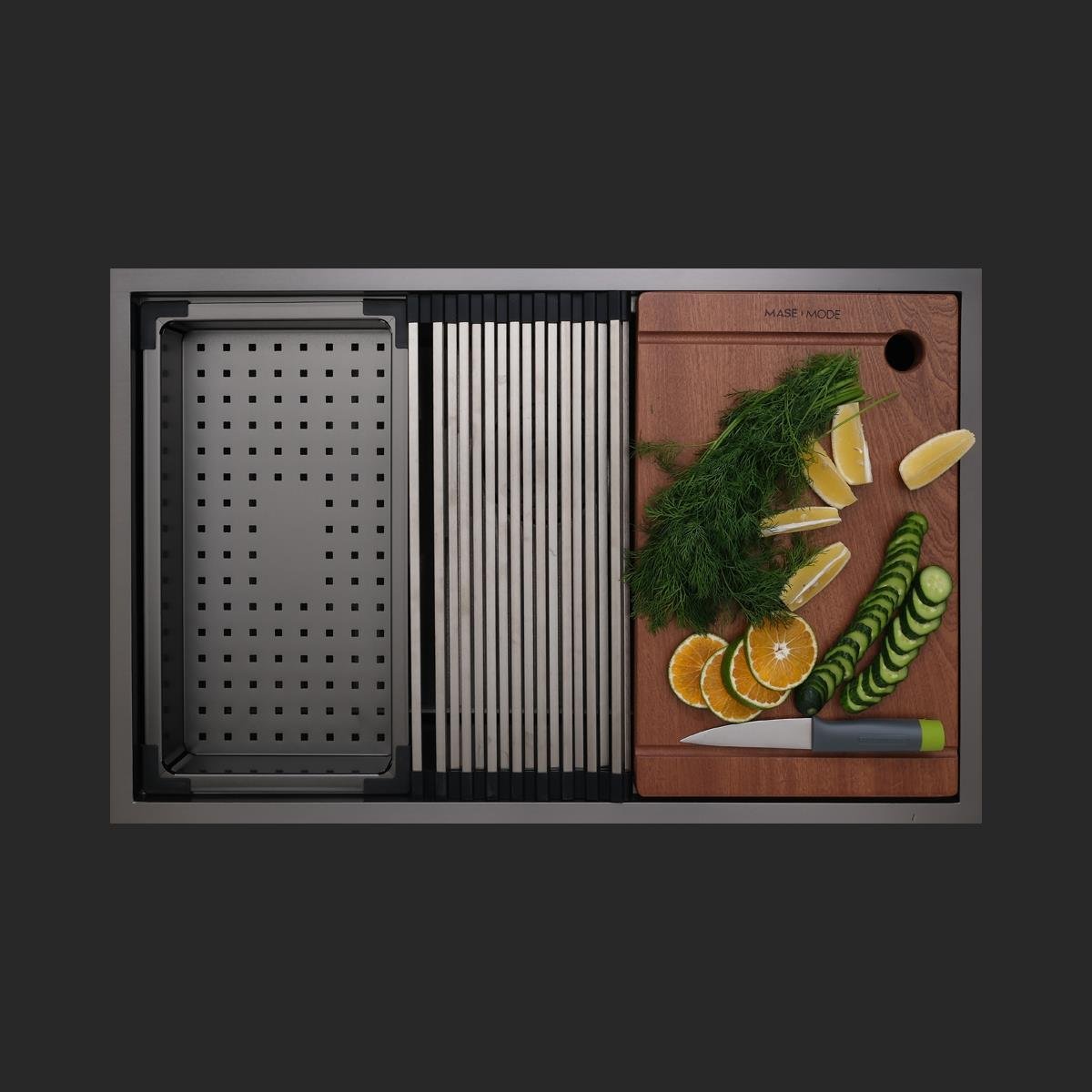 Allure El Yapımı PVD Eviye Seti 70x44 cm Siyah (Black)