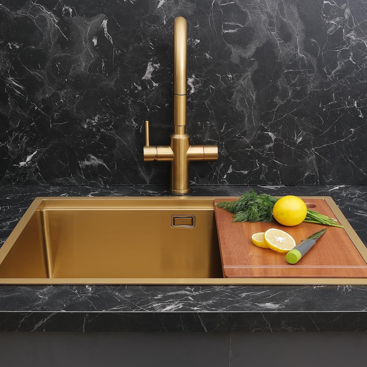 Allure El Yapımı PVD  Eviye Seti 70x44 cm Altın (Gold)