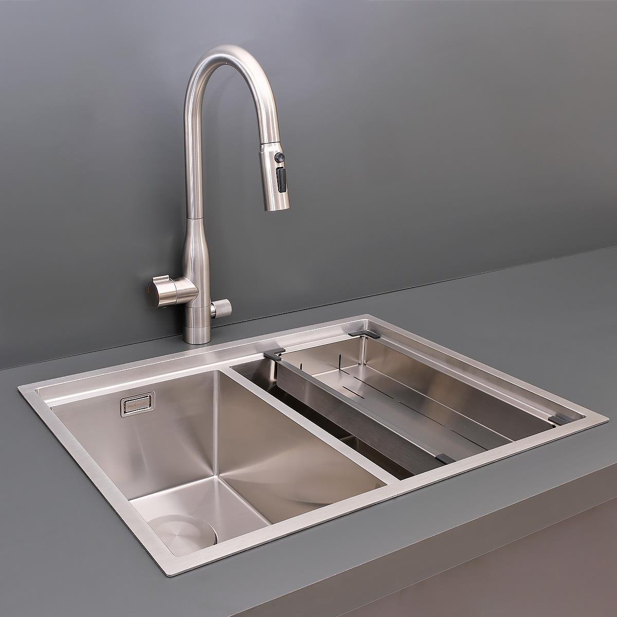 Asola El Yapımı  Eviye Seti 65x48 cm Inoks (Chrome)