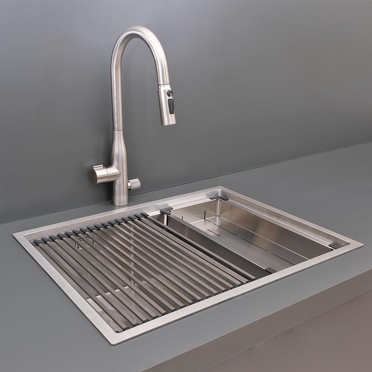 Asola El Yapımı  Eviye Seti 65x48 cm Inoks (Chrome)