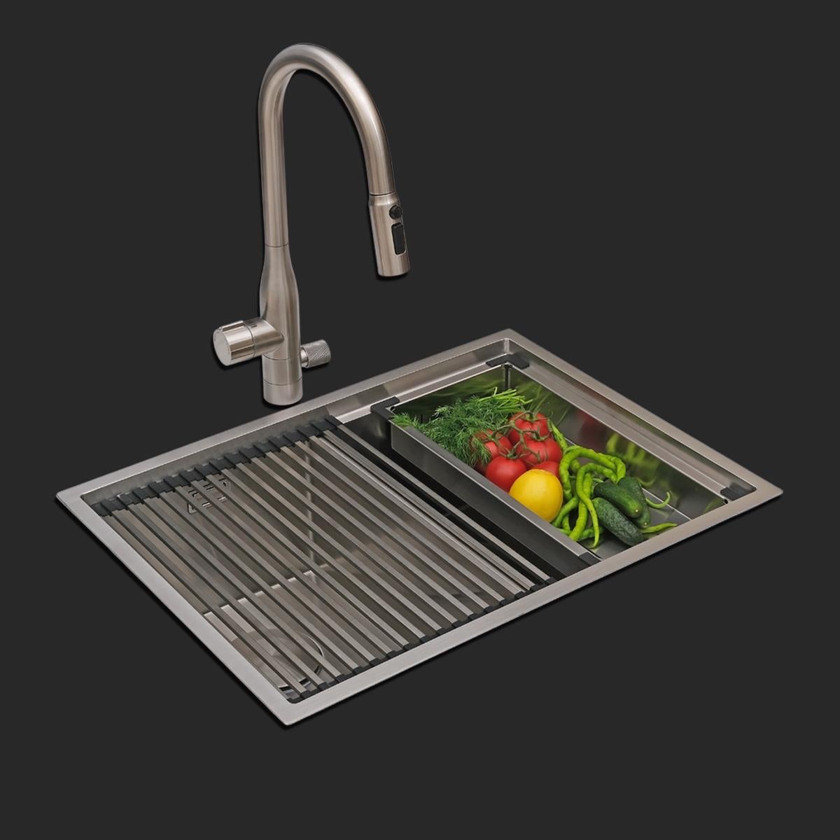 Asola El Yapımı  Eviye Seti 65x48 cm Inoks (Chrome)