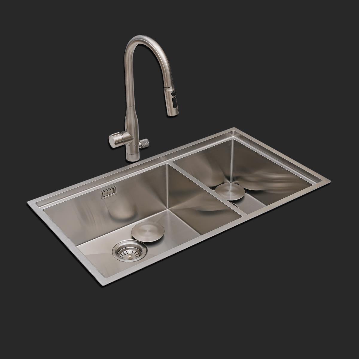 Asola El Yapımı  Eviye Seti 85x48 cm Inoks (Chrome)